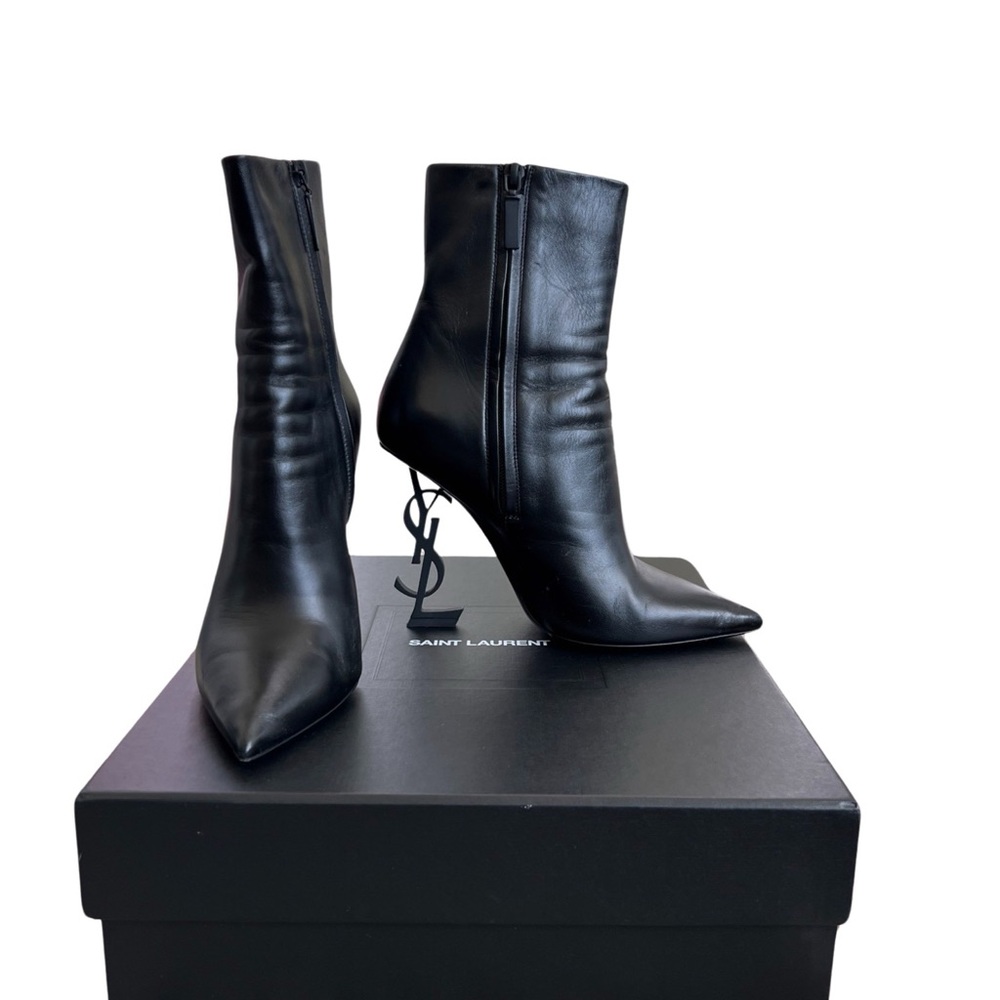 Saint Laurent Opyum Leather Boots in Black- Size 38